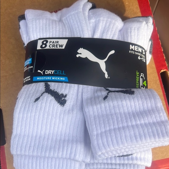Puma Men's White Crew Socks - 8 Pack - Picture 1 of 2